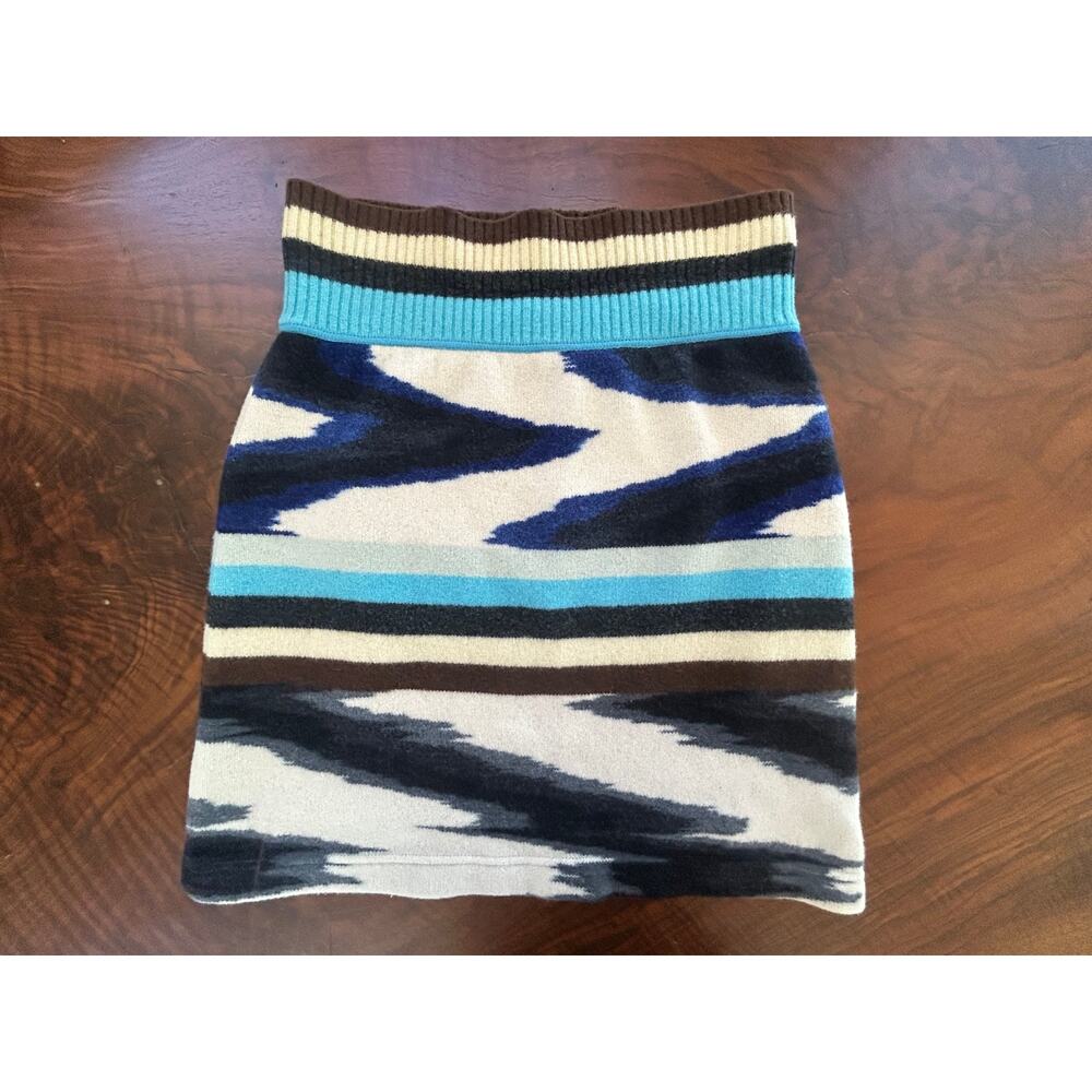 Vintage 90s Sport Missoni Made In Italy Abstract Wool Knit Mini Skirt Medium